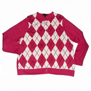 Lands End Pink Argyle Women's Sweater